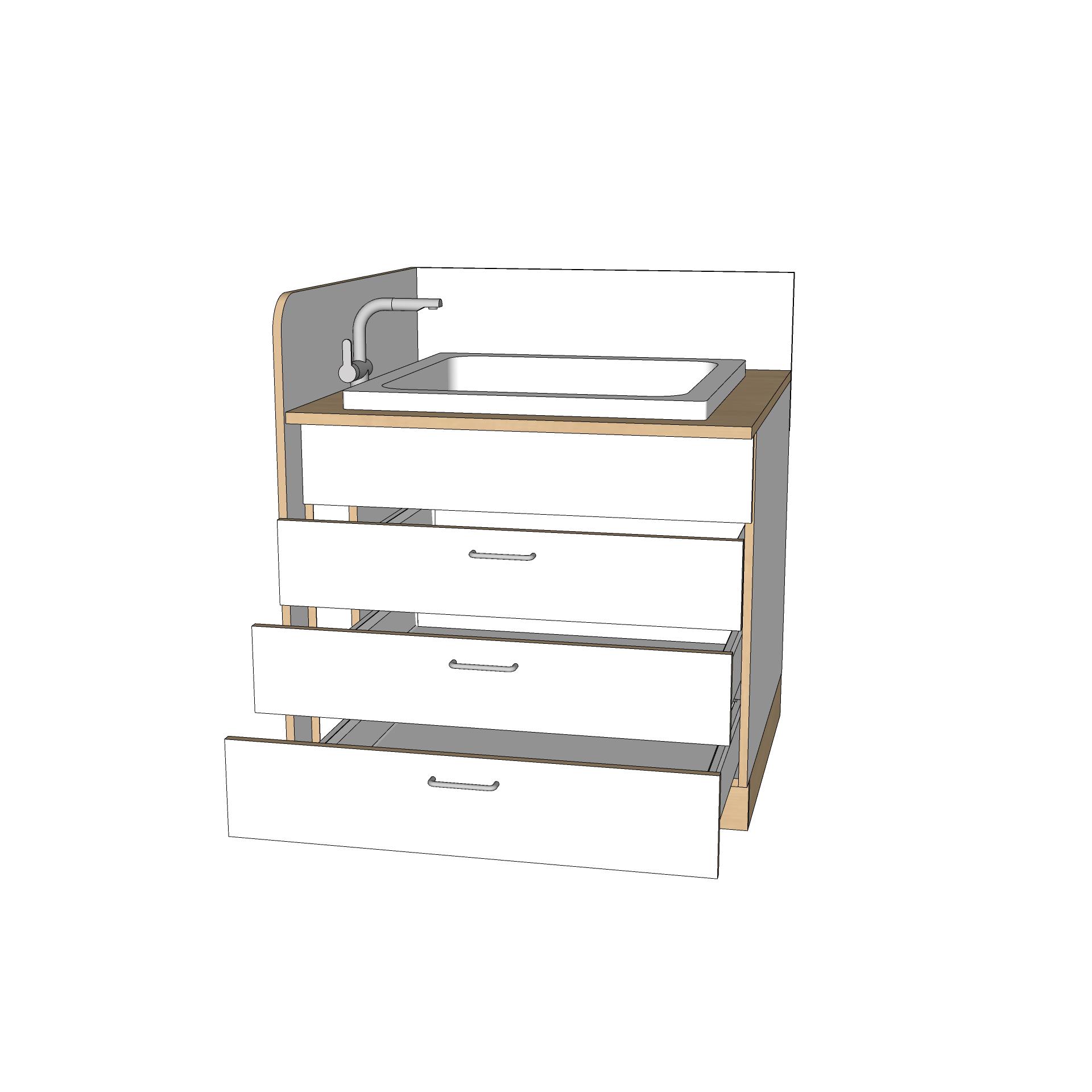 ROBHOC-WICKELANLAGE-MODUL-3AUSZÜGE+WANNE-80x80CM