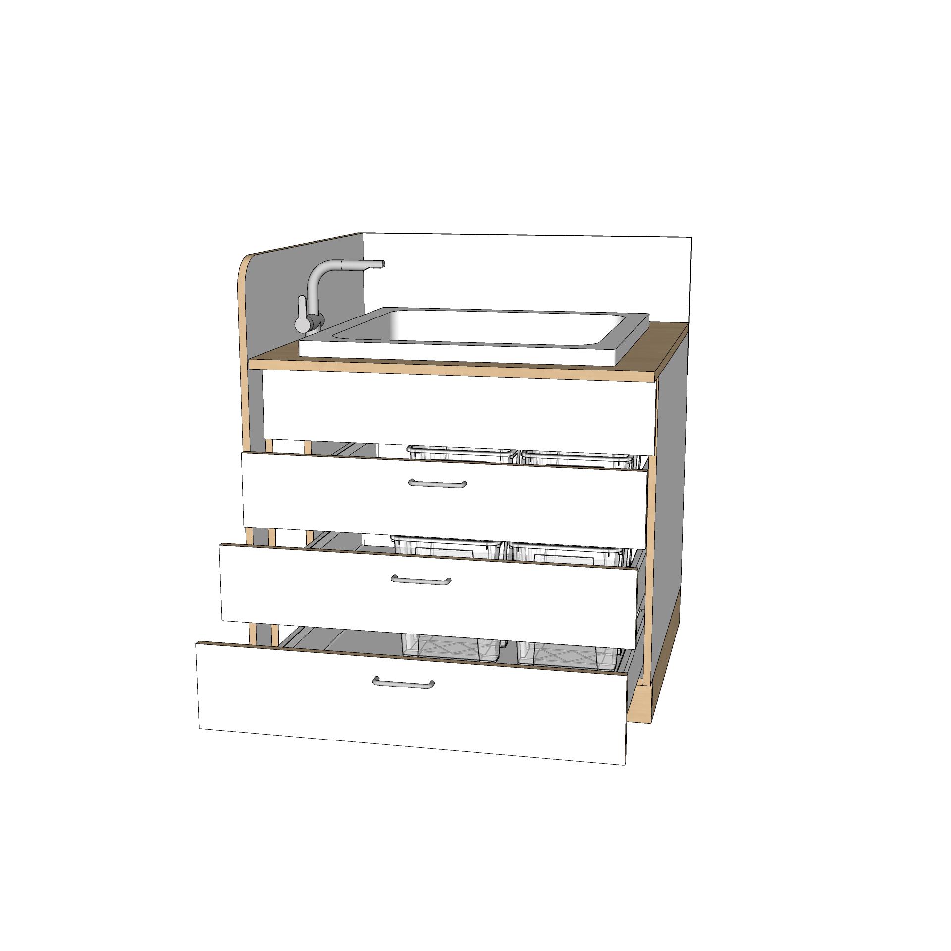 ROBHOC-WICKELANLAGE-MODUL-3AUSZÜGE+WANNE-80x80CM