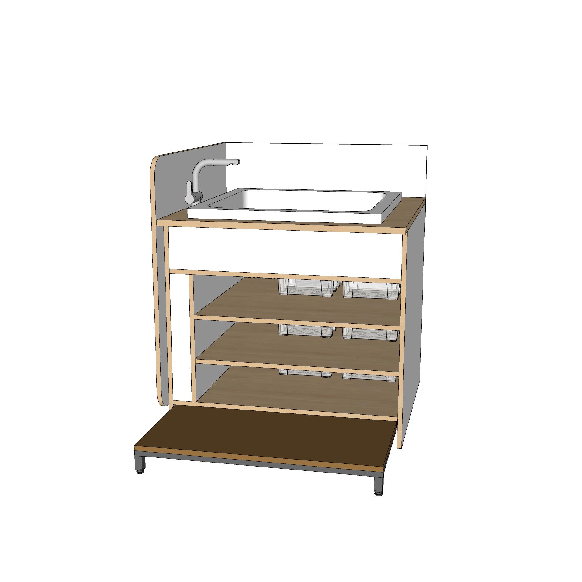 ROBHOC-WICKELANLAGE-MODUL-3FÄCHER+WANNE-80x80CM+PODEST