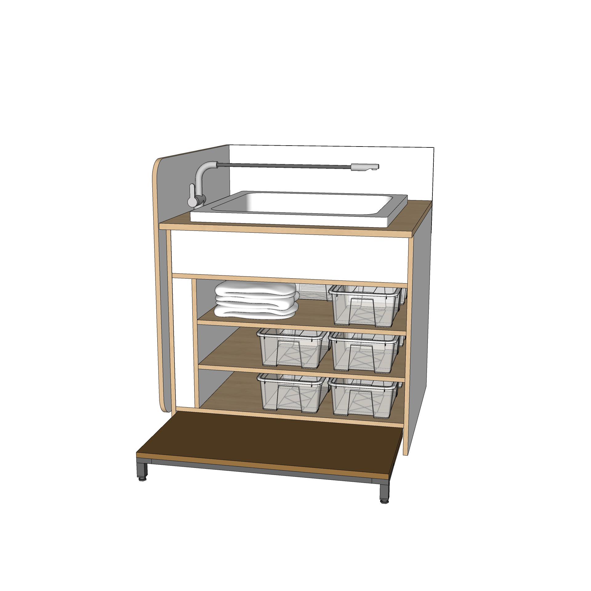 ROBHOC-WICKELANLAGE-MODUL-3FÄCHER+WANNE-80x80CM+PODEST